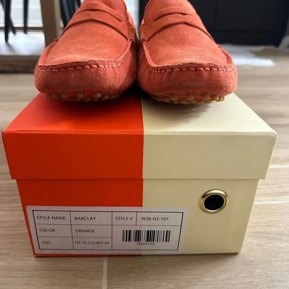 Vibrant Orange Men's Suede Loafers - Picture 6 of 8